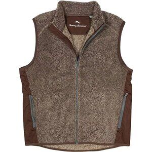 Tommy Bahama Men's Small Espresso Cascade Cozy Plush Full Zip Vest with Pockets